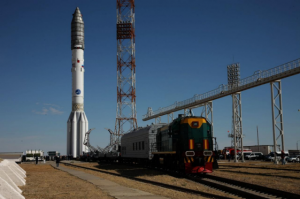 Countdown begins with AsiaSat 9 aboard an ILS Proton Breeze M rocket rolled out to the launch pad